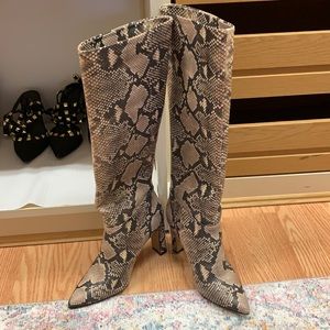 STEVEN by Steve Madden Snakeskin Knee High Boots